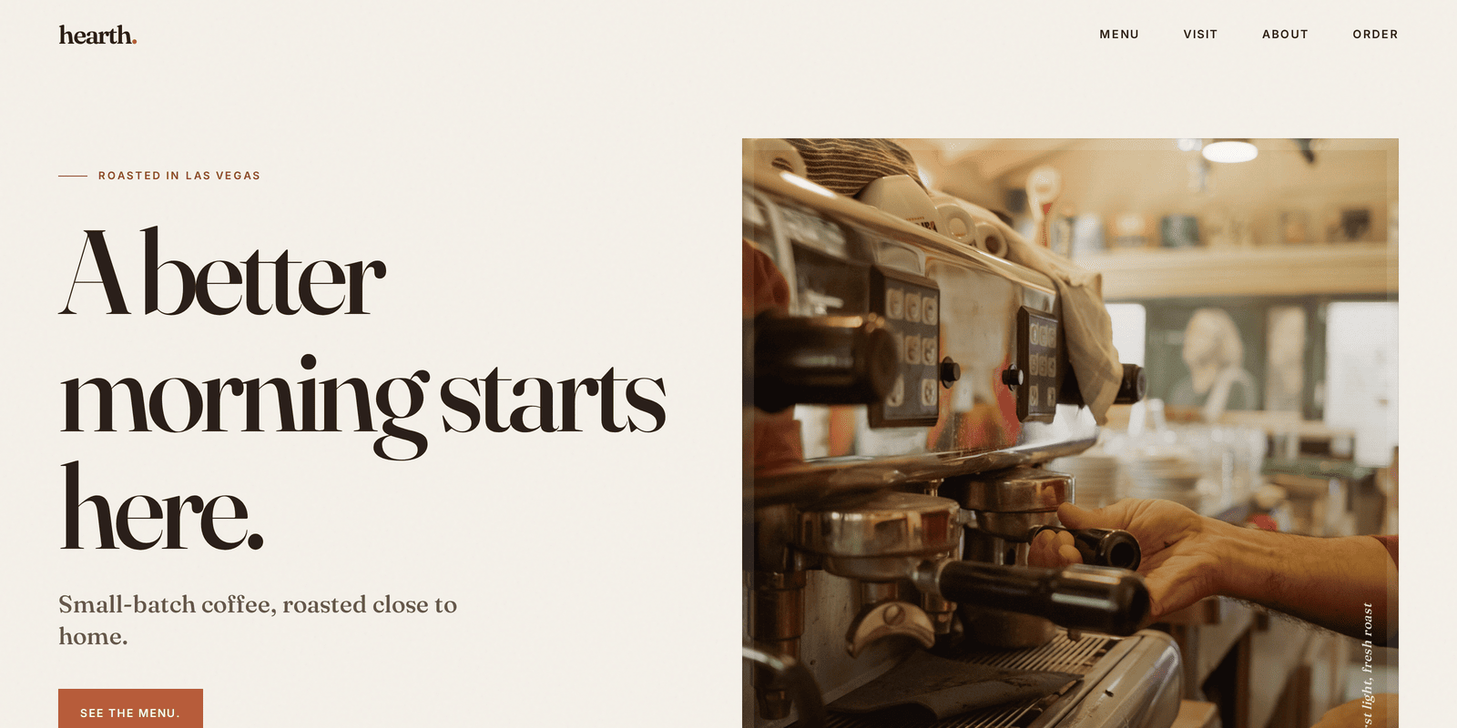 Hearth Coffee website homepage preview
