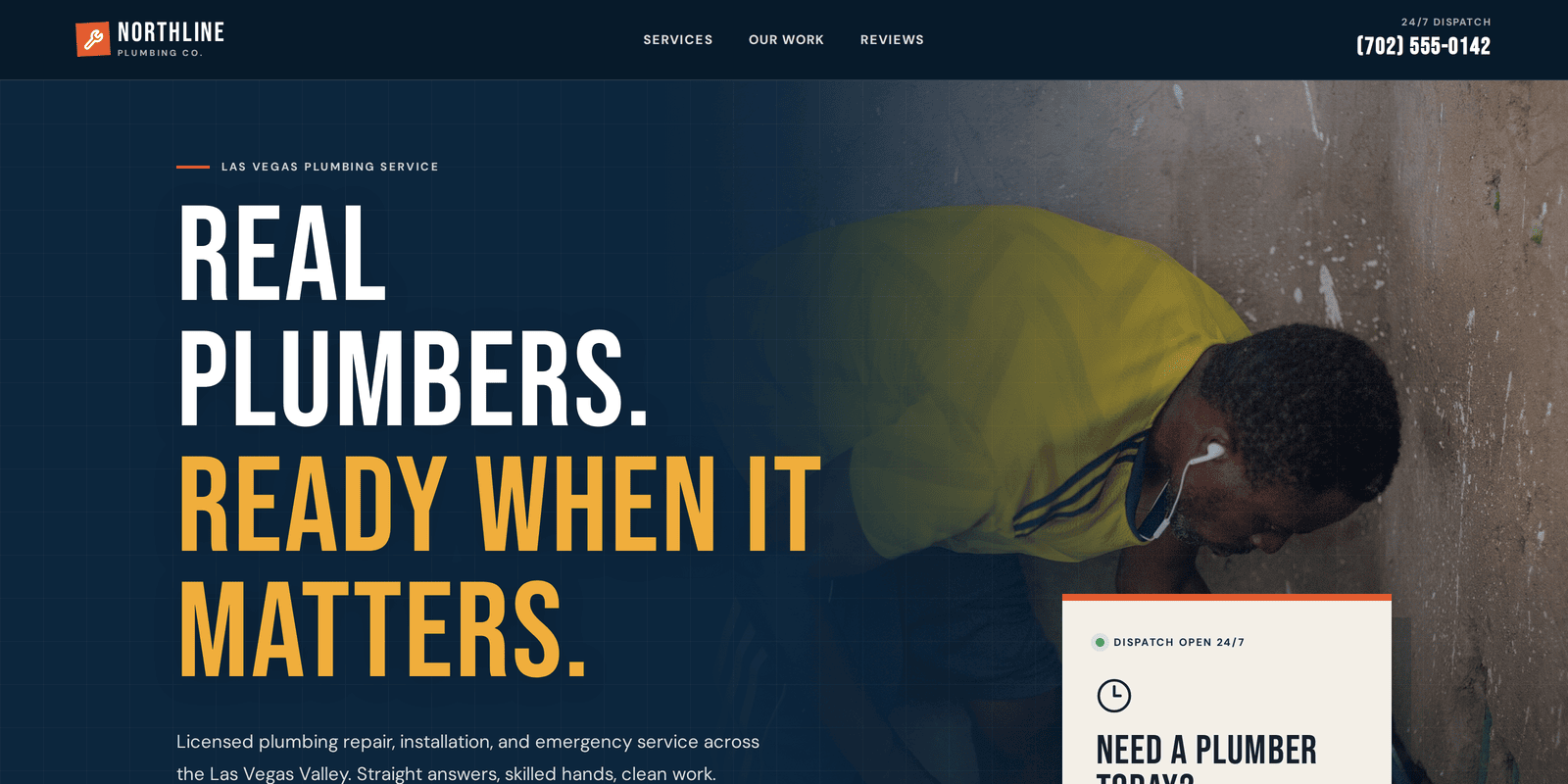 Northline Plumbing website homepage preview